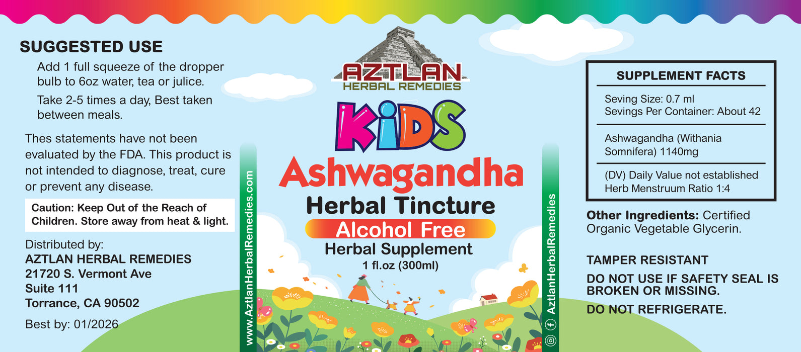 Ashwagandha Root Tincture Alcohol-Free 1oz