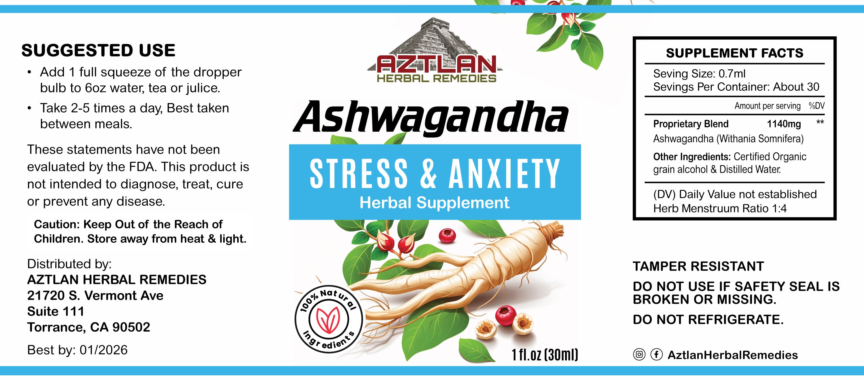Ashwagandha Root Tincture 1oz