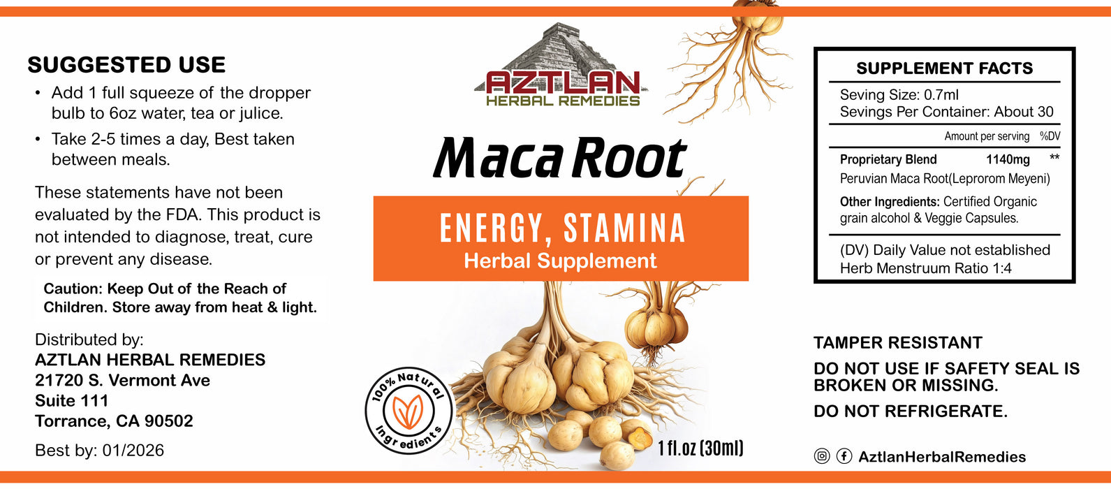 Maca Root Tincture 1oz