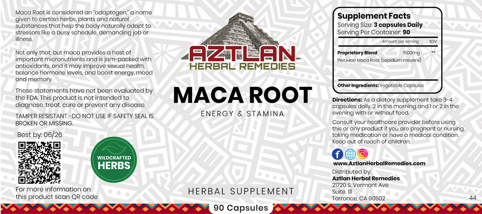 Maca Root (Peruvian Ginseng) Capsules