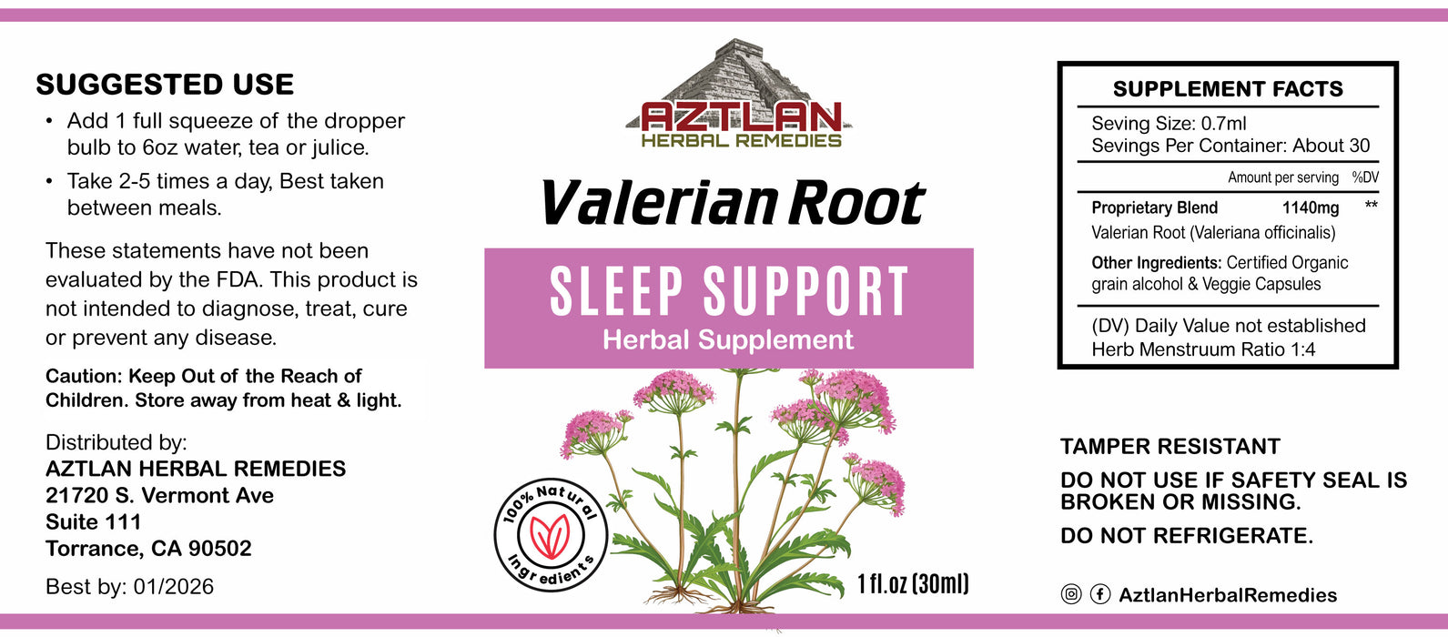 Valerian Root Tincture 1oz